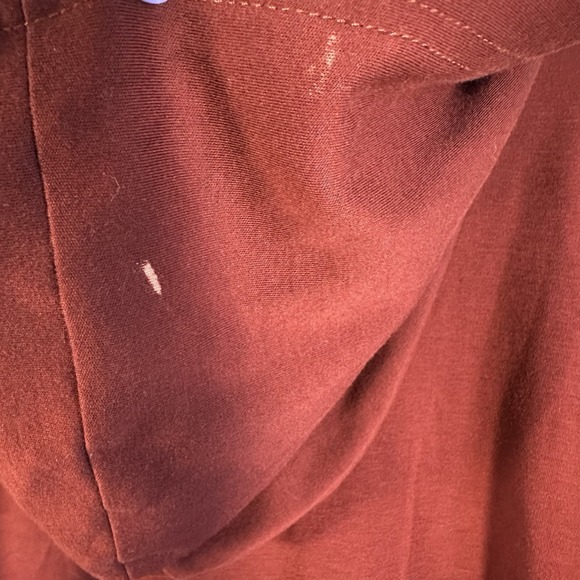 Eskandar Hoodie O/S Brick Red Pima Angle to Front Full Zip Lagenlook Casual - Picture 10 of 12